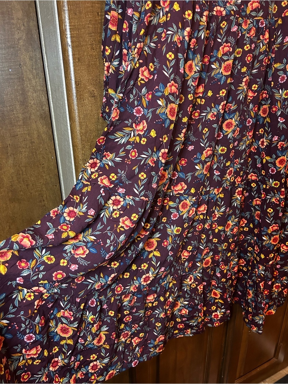 🎃OLD NAVY Floral Tiered Ditsy Midi Swing Dress Boho Size M - Picture 7 of 10